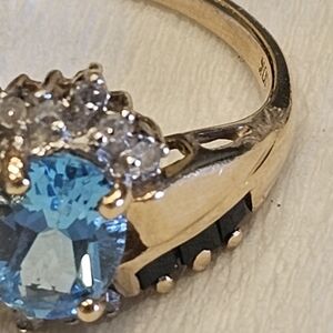 Blue Topaz Ring  Sapphire  Gold Ring Pre Owned Vintage Jewelry Mothers Day Gift